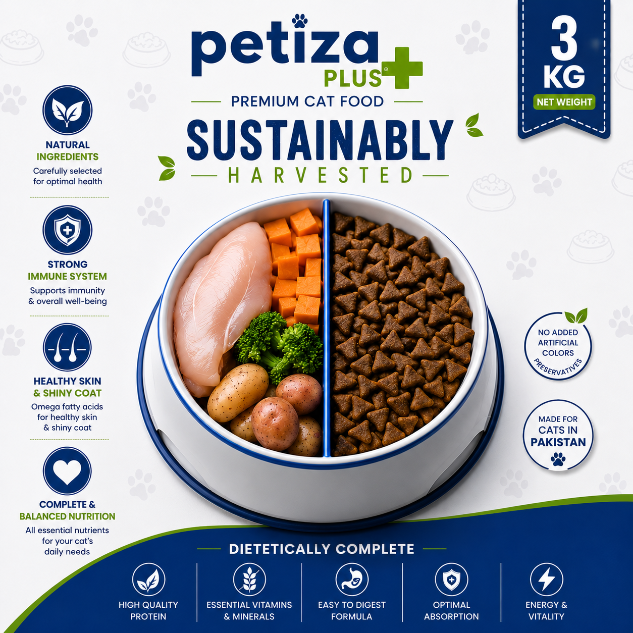 Petiza Plus Premium Cat Food Fish Flavor 3kg Bucket My Store